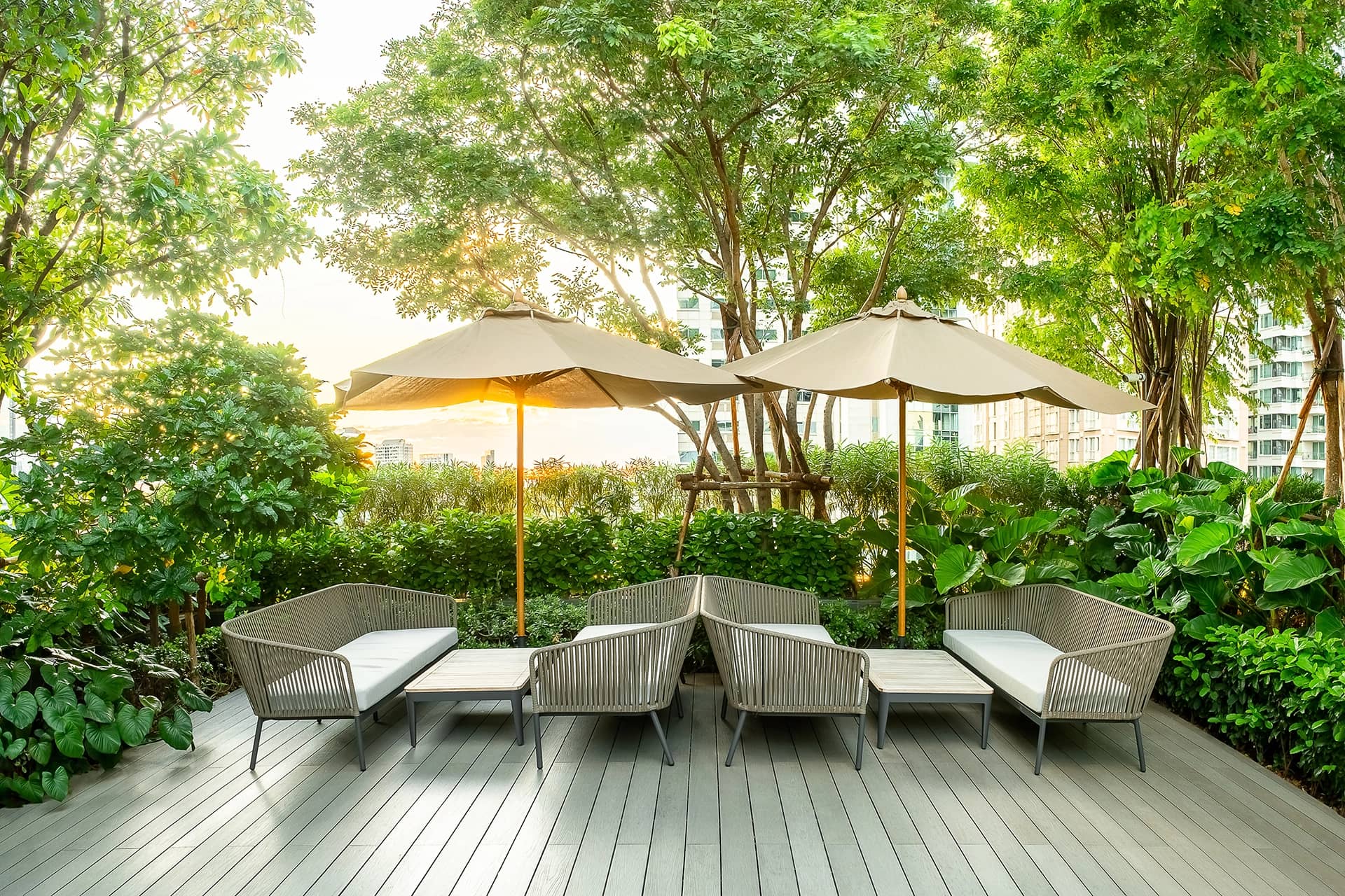Baan Sindhorn rooftop garden seating published by Siam Sindhorn