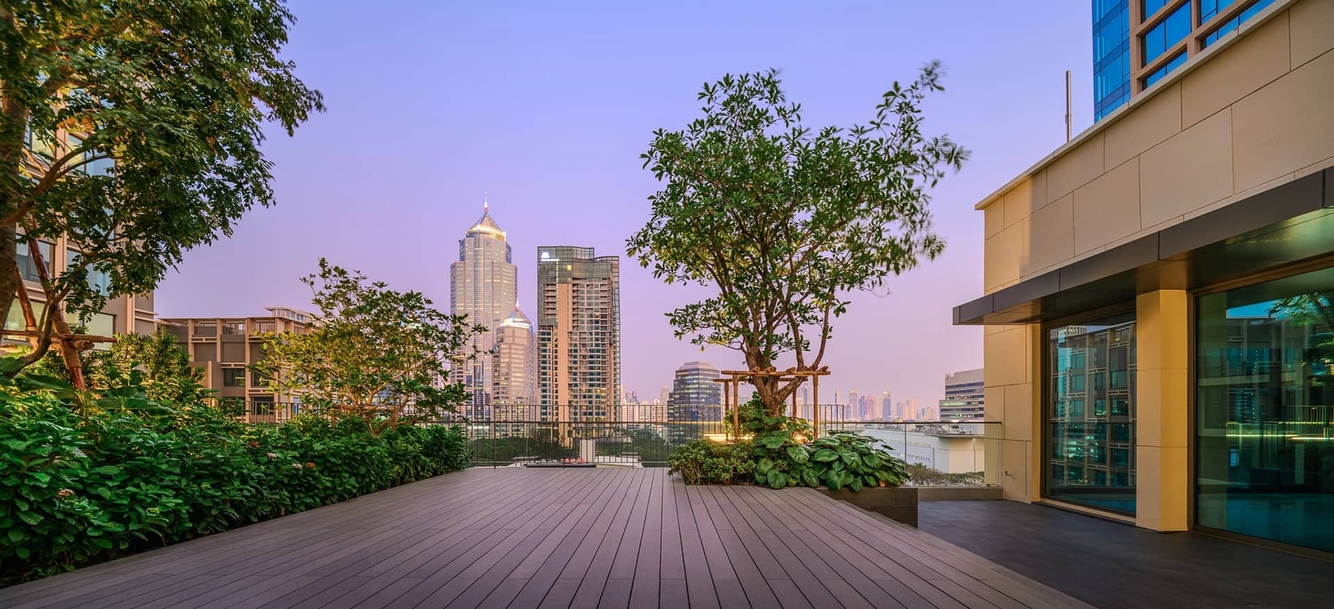 Baan Sindhorn rooftop terrace at dusk published by Siam Sindhorn