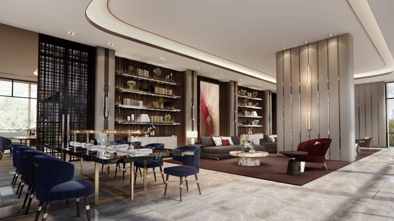 The Monument Sanampao resident lounge and dining area, rendering