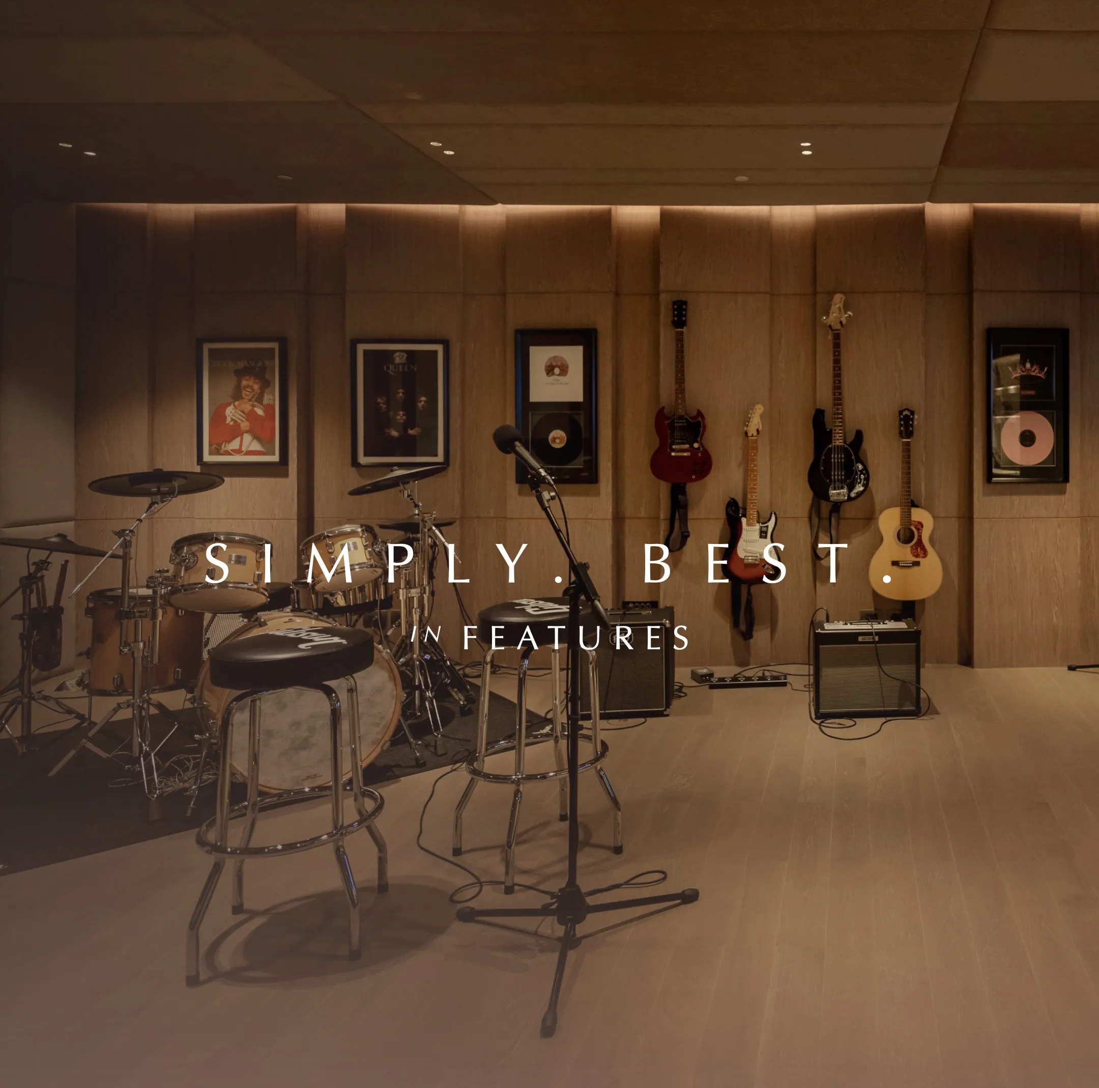 SCOPE Langsuan music room with drums and guitars