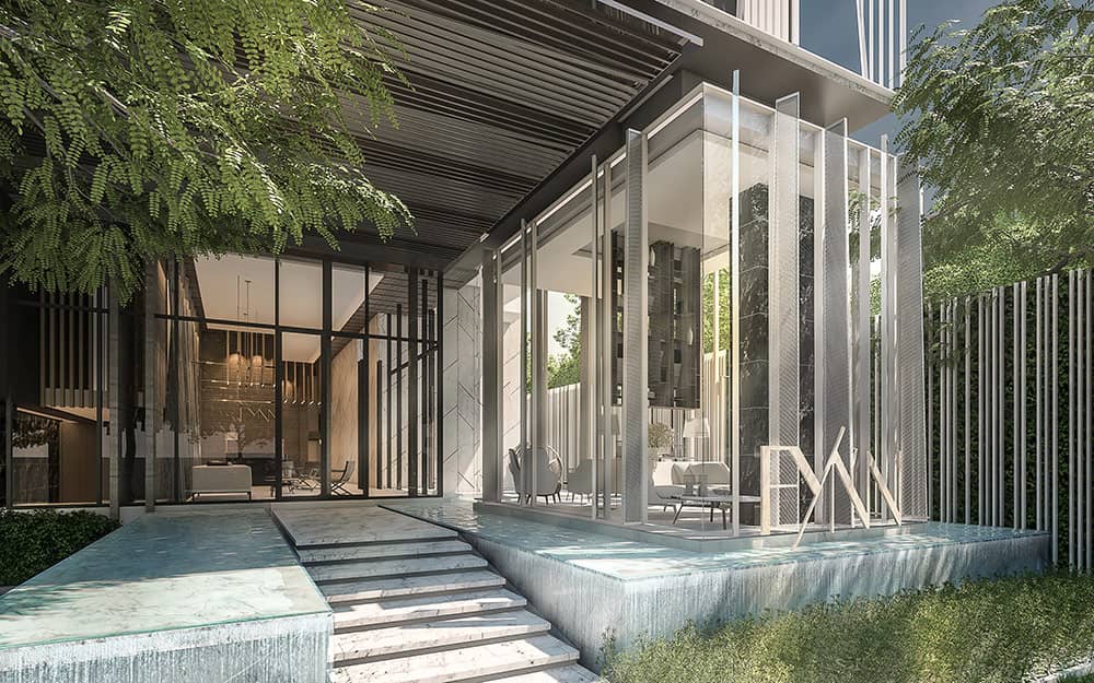 Fynn Sukhumvit 31 library entrance, architectural rendering