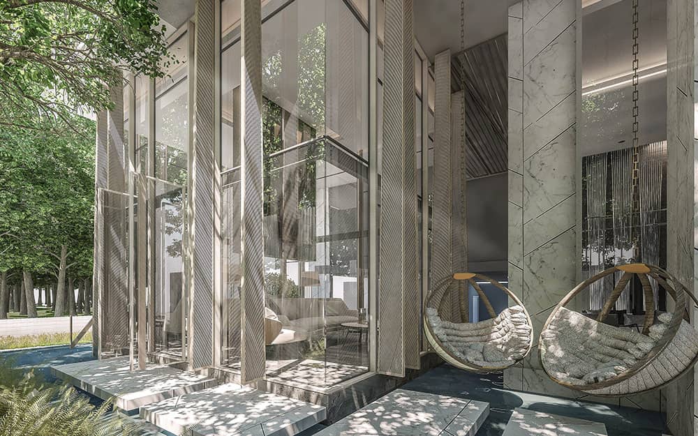 Fynn Sukhumvit 31 landscaped seating area, architectural rendering