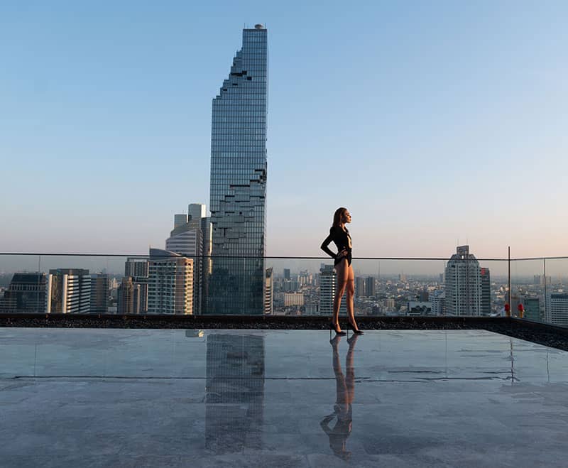 Rooftop infinity edge facing MahaNakhon