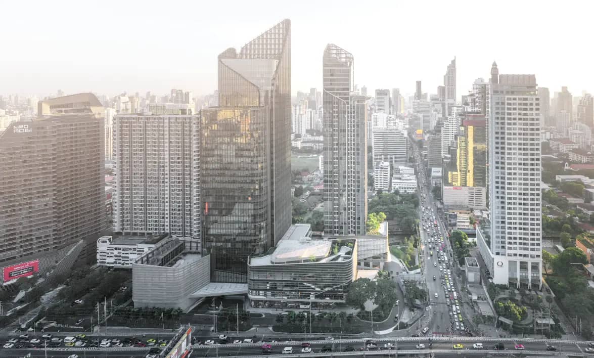 The Esse at Singha Complex aerial view over Asok-Phetchaburi junction
