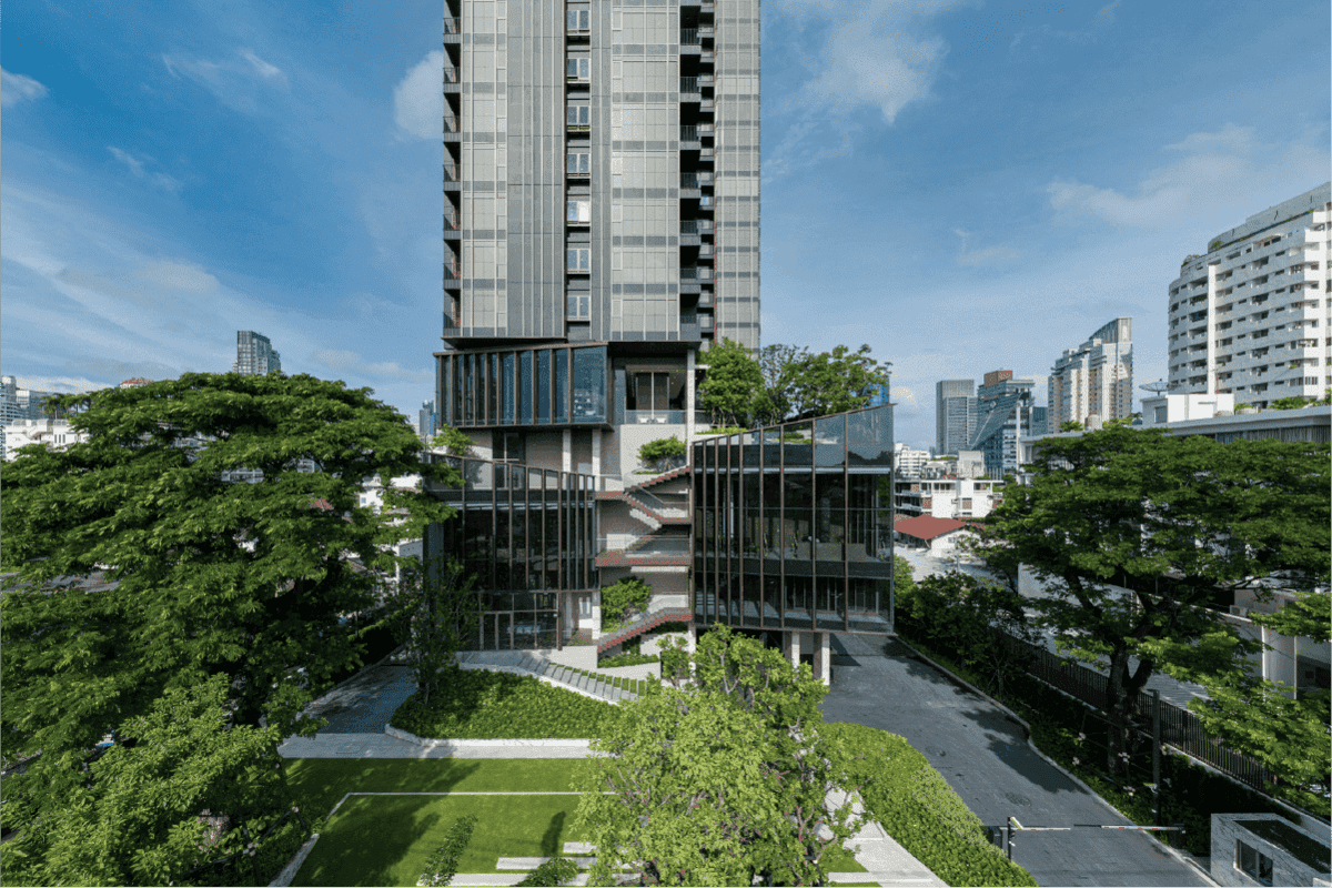 Rhythm Ekkamai Estate tower and landscaped garden
