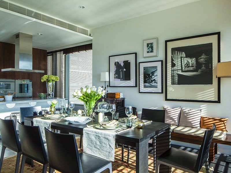 185 Rajadamri show residence dining area and kitchen