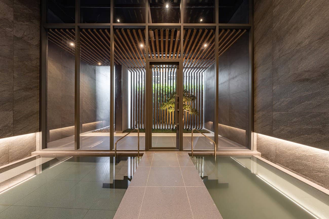 Entrance with reflecting pool