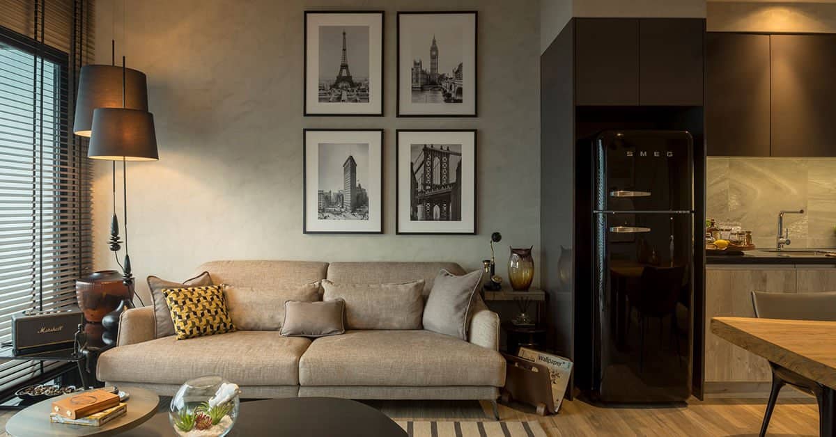 The Lofts Asoke show residence living room and kitchen