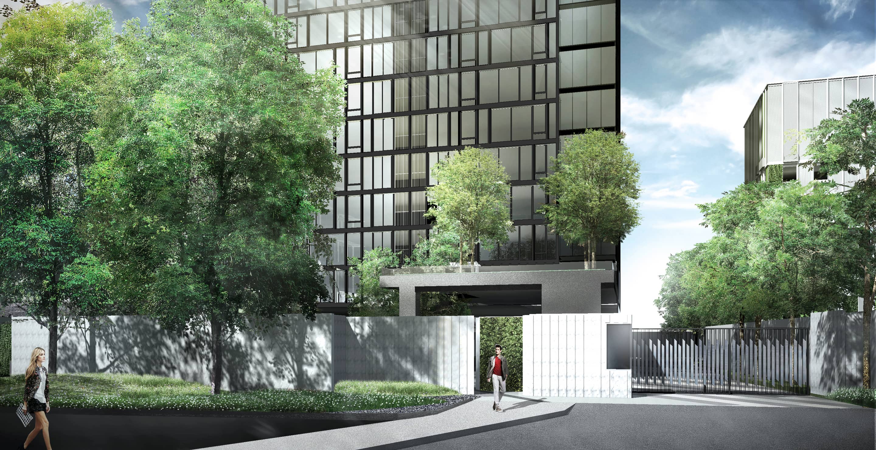 Siamese Exclusive Queens street entrance and garden, rendering